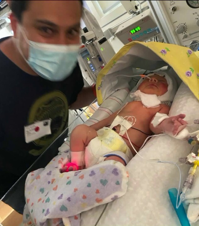 James Alvarez provided KTLA with this photo of himself and baby Adalyn Rose on Aug. 13, 2020.