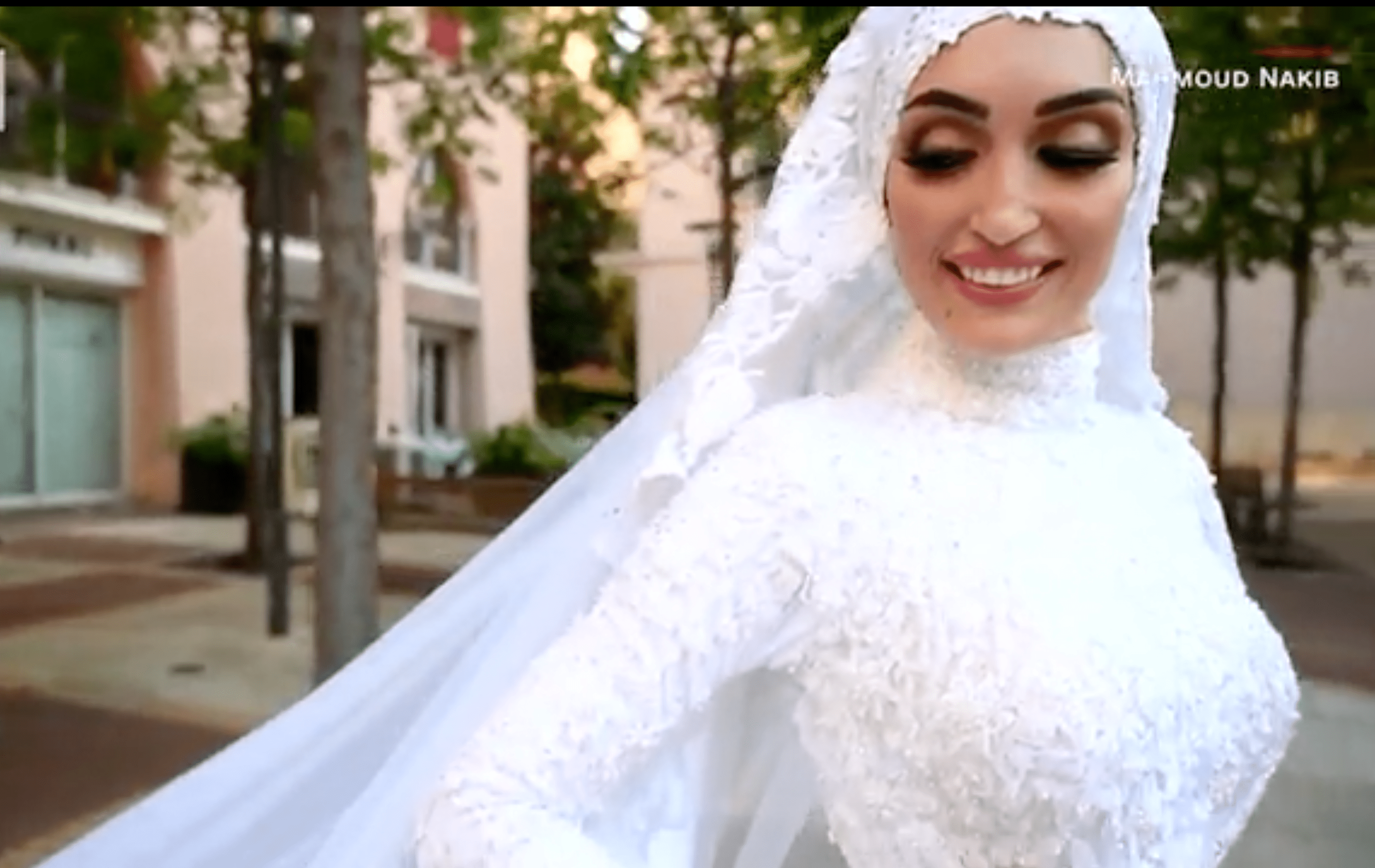 A photographer in Beirut was filming a bride on her wedding day when an explosion suddenly ripped through the city. (Mahmoud Nakib via CNN)