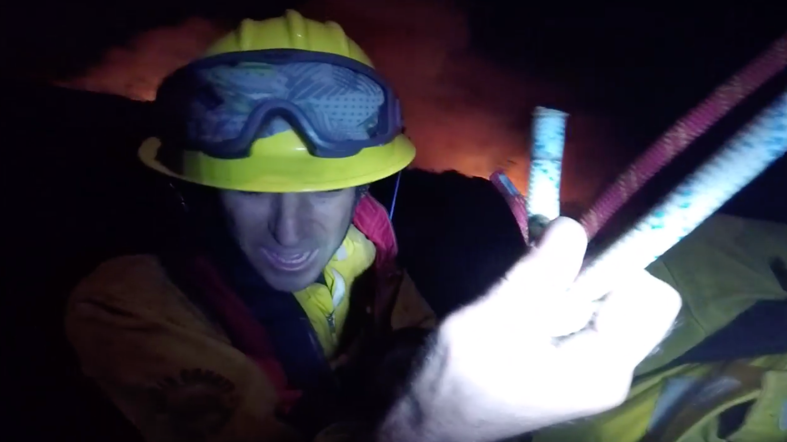 The Sonoma County Sheriff’s Office posted video of the dramatic nighttime rescue of two firefighters with the Marin County Fire Department Aug. 21, 2020.