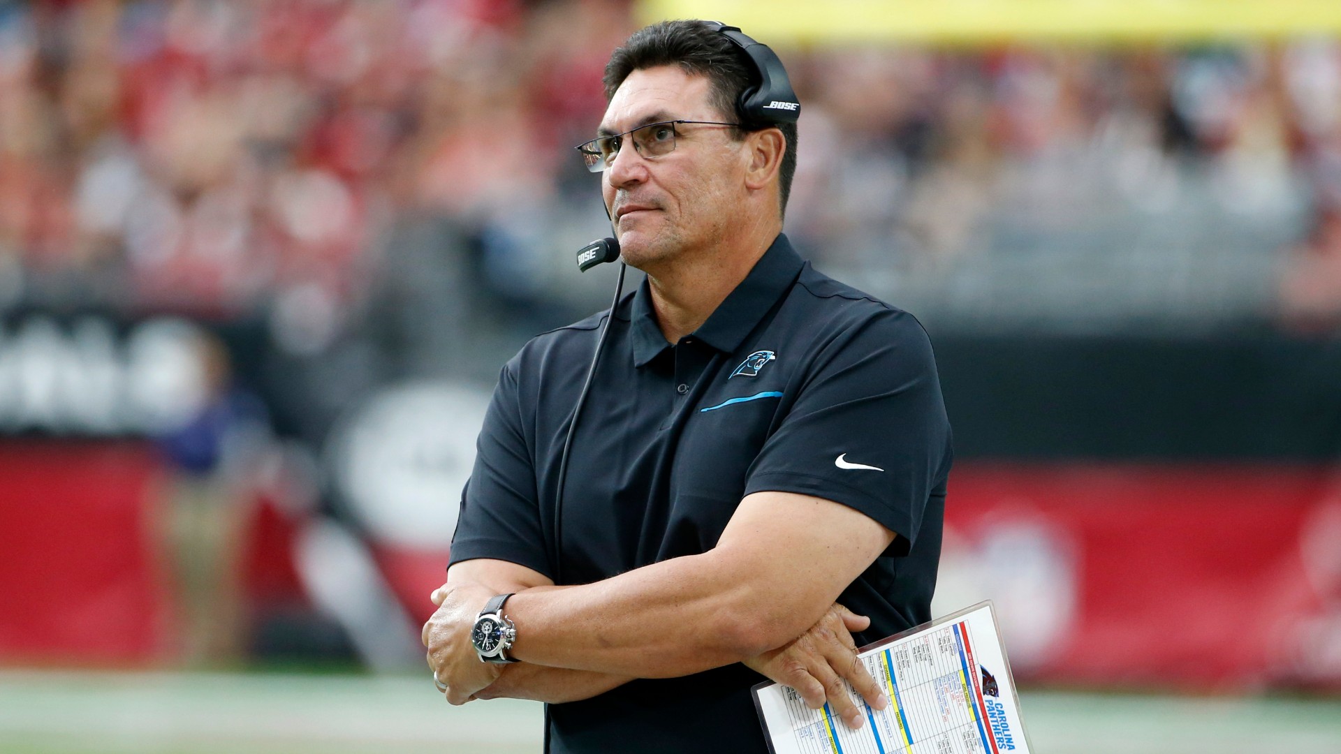 Head coach Ron Rivera looks on from the sidelines at State Farm Stadium on September 22, 2019 in Glendale, Arizona. (Ralph Freso/Getty Images)