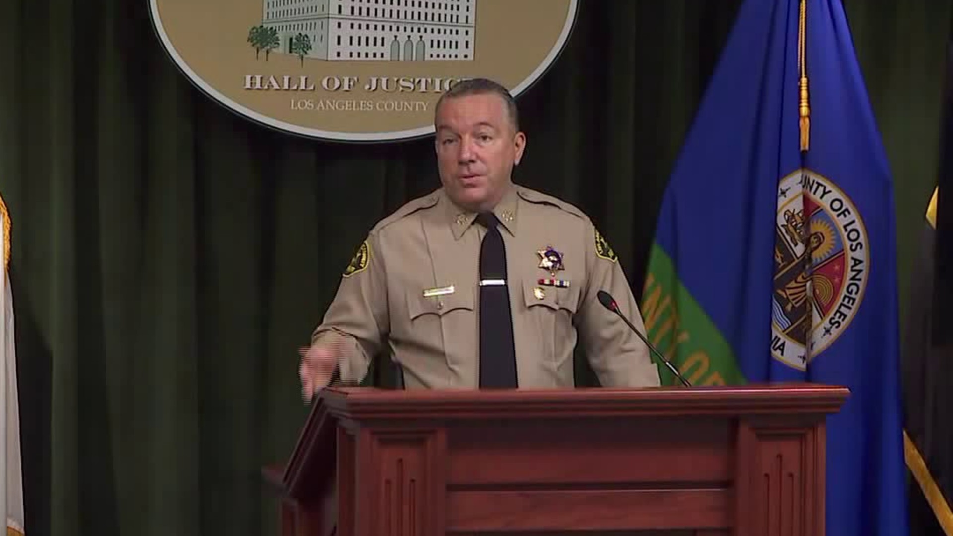 L.A. County Sheriff Alex Villanueva speaks at a news conference on Aug. 12, 2020. (KTLA)