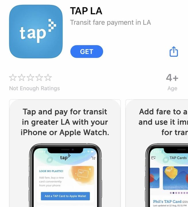 The new mobile TAP app is seen in the app store.