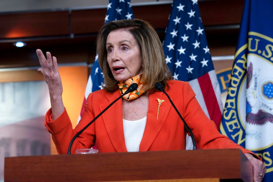 Speaker of the House Nancy Pelosi, D-Calif. speaks during a news conference Thursday, Sept. 24, 2020 on Capitol Hill in Washington. (AP Photo/Jose Luis Magana)