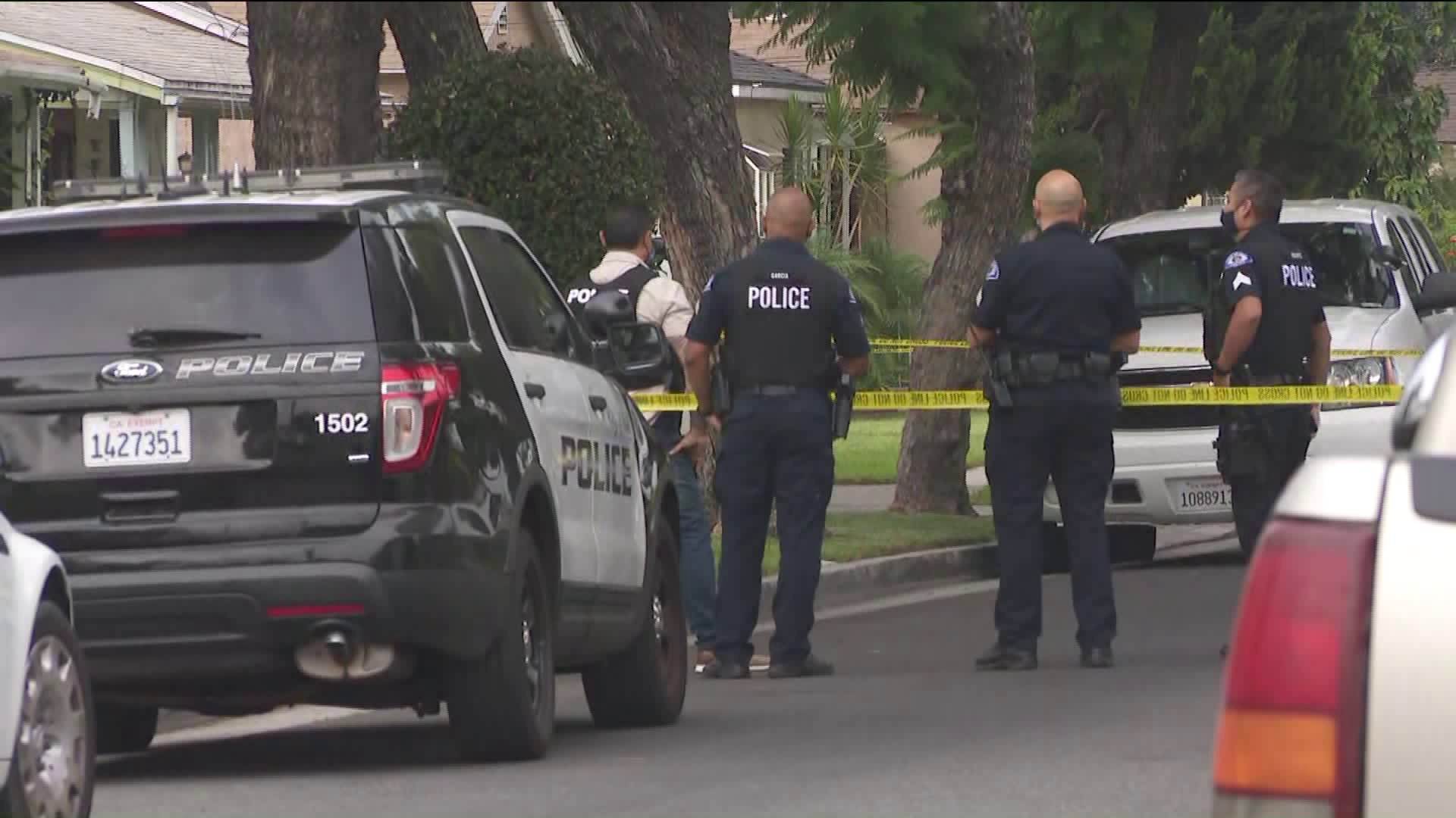 An investigation was underway in a Bell after a woman was fatally shot in Bell on Sept. 1, 2020. (KTLA)