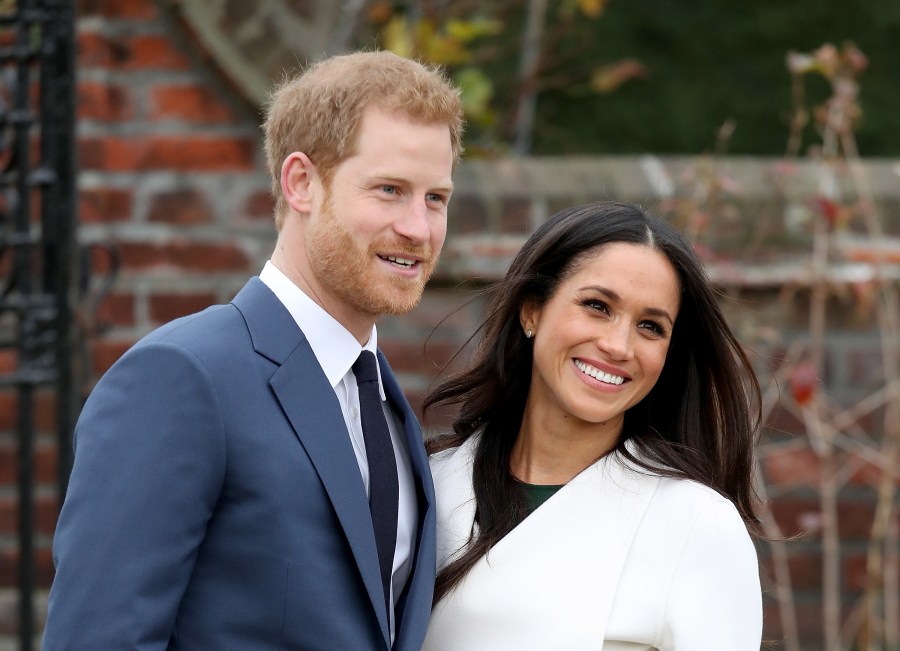 Prince Harry and Meghan Markle are seen during an official photocall to announce their engagement at The Sunken Gardens at Kensington Palace on November 27, 2017, in London, England. (Chris Jackson/Chris