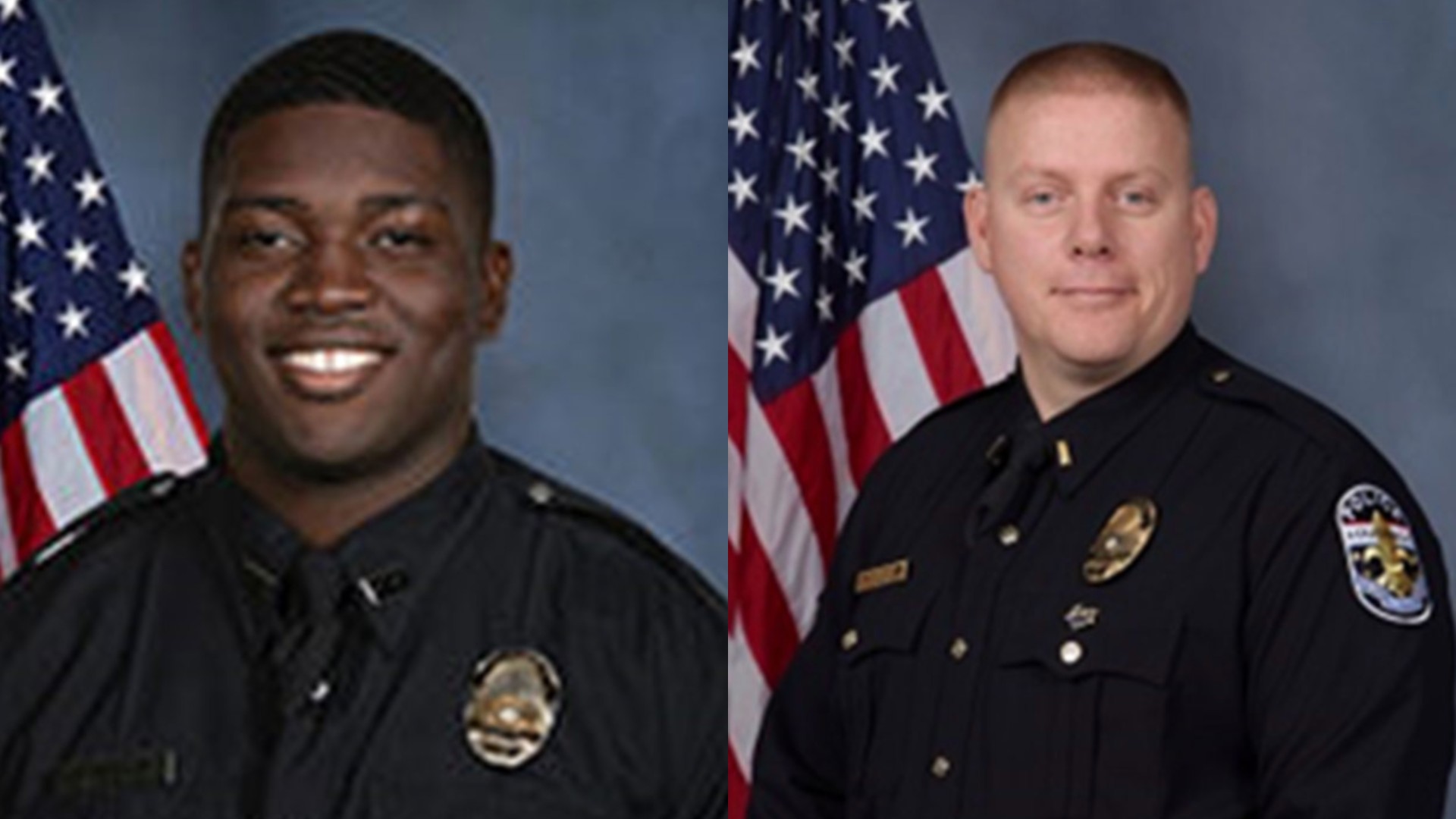 Officer Robinson Desroches, left, and Major Aubrey Gregory, right, are seen in photos released by the Louisville Metro Police Department.