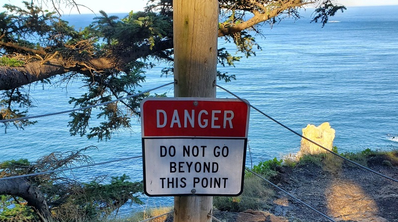 A "Danger" sign at Oswald West State Park along the Oregon Coast, September 28, 2020 (Oregon State Police)