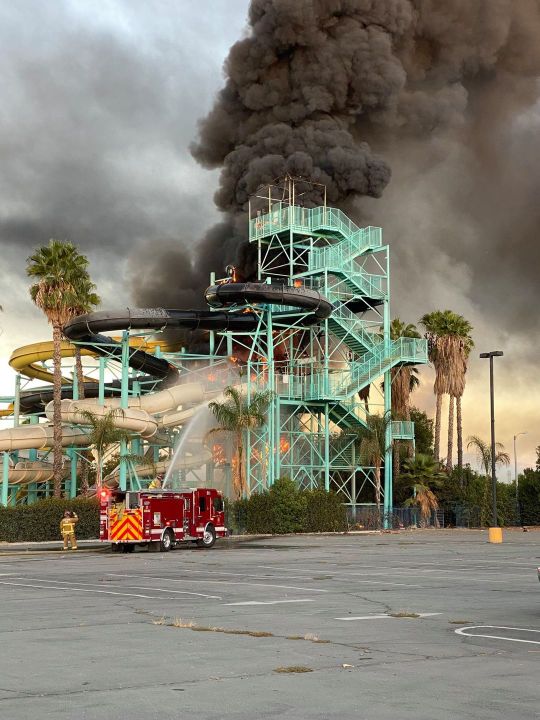 The Redlands Fire Department released a photo of the fire at Splash Kingdom on Oct. 16, 2020.