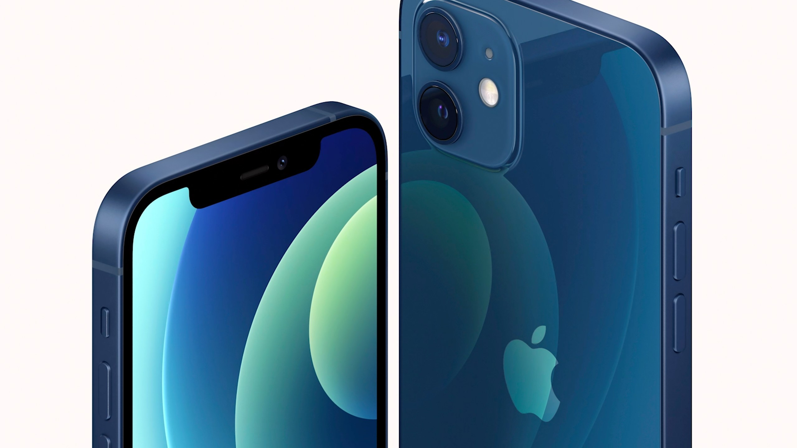 This image provided by Apple shows one of the new iPhone 12 equipped with technology for use with faster new 5G wireless networks that Apple unveiled Oct. 13, 2020.