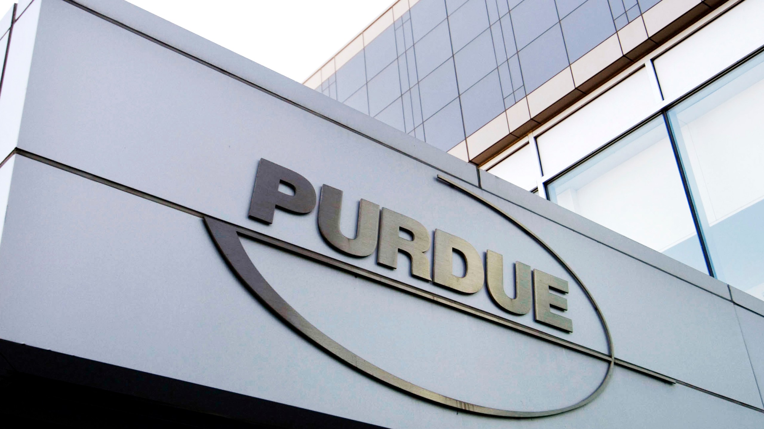 This Tuesday, May 8, 2007, file photo shows the Purdue Pharma logo at its offices in Stamford, Conn. (Douglas Healey/AP)