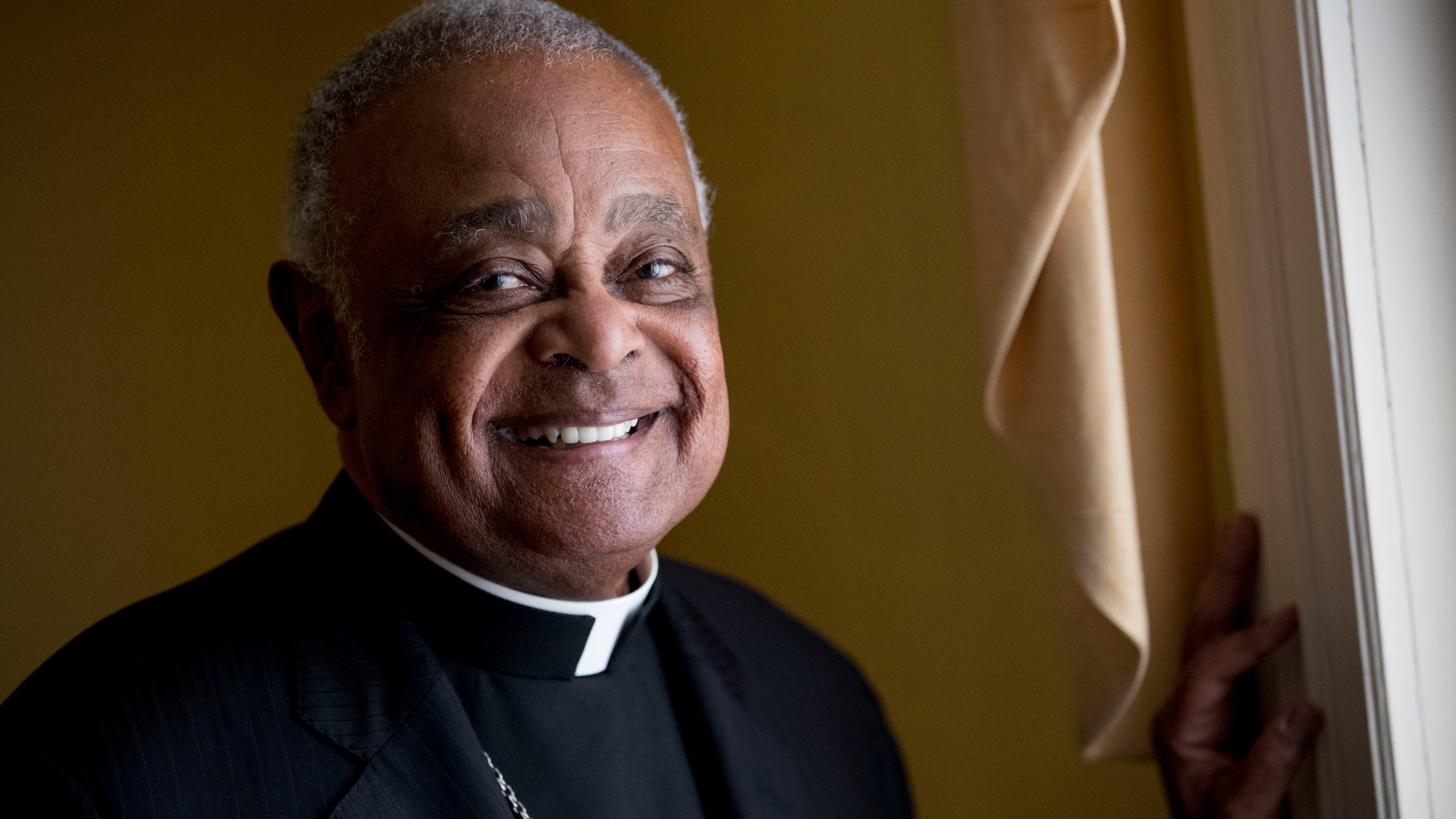 This Sunday, June 2, 2019, file photo shows Washington D.C. Archbishop Wilton Gregory posed for a portrait following mass at St. Augustine Church in Washington. (AP Photo/Andrew Harnik, File)