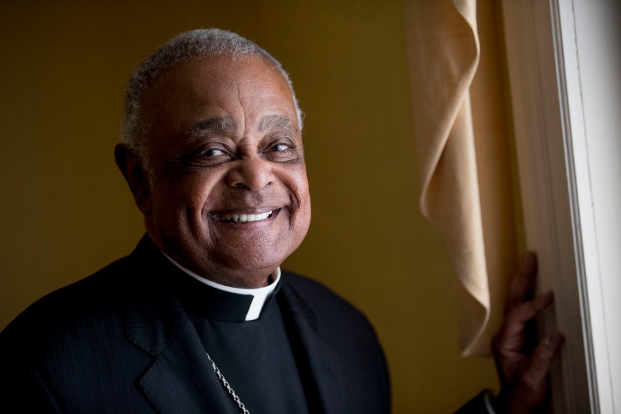 This Sunday, June 2, 2019, file photo shows Washington D.C. Archbishop Wilton Gregory posed for a portrait following mass at St. Augustine Church in Washington. (AP Photo/Andrew Harnik, File)