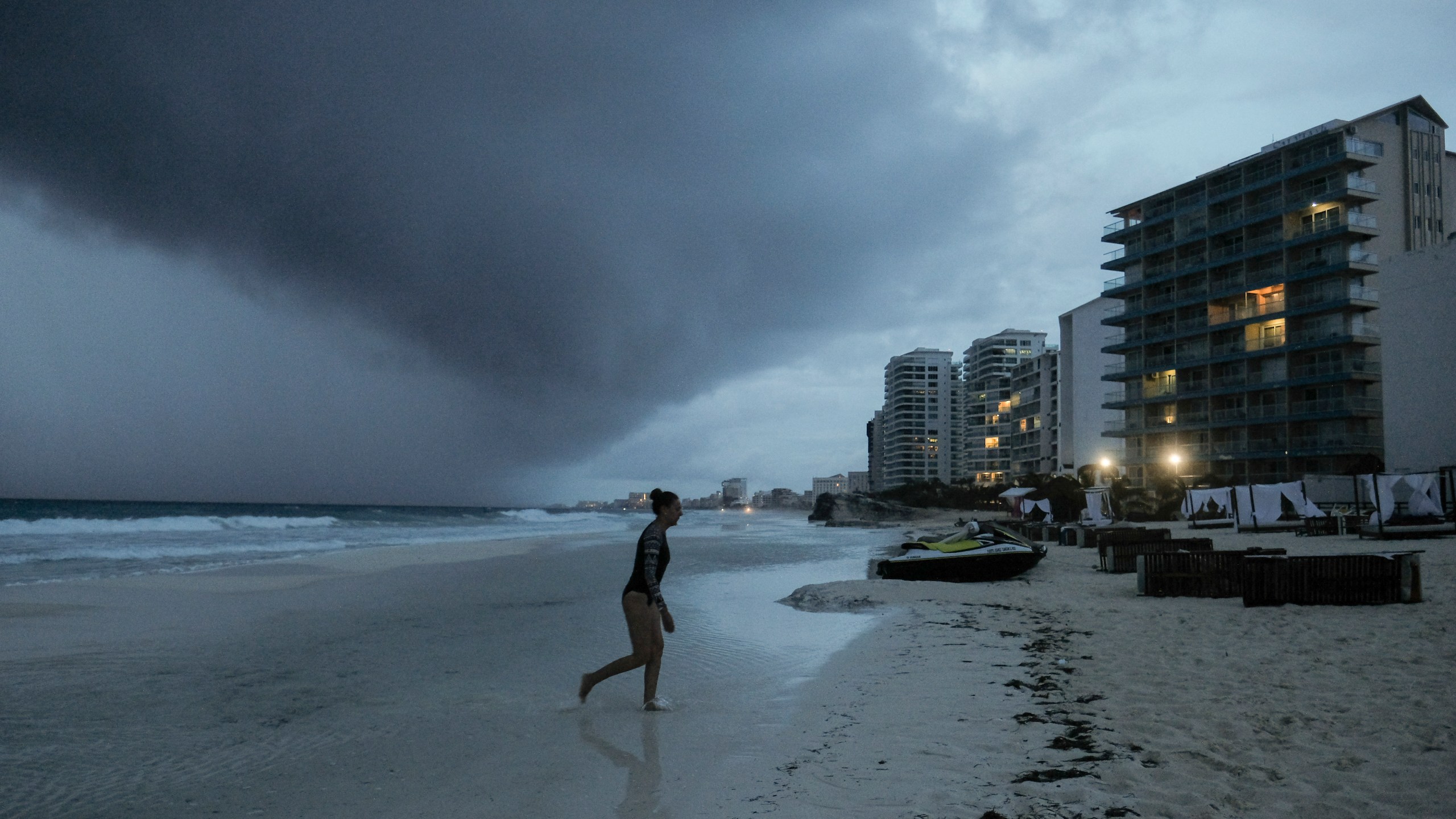 Clouds gather over Playa Gaviota Azul as Tropical Storm Zeta approaches Cancun, Mexico, Monday, Oct. 26, 2020. (Victor Ruiz Garcia/AP)