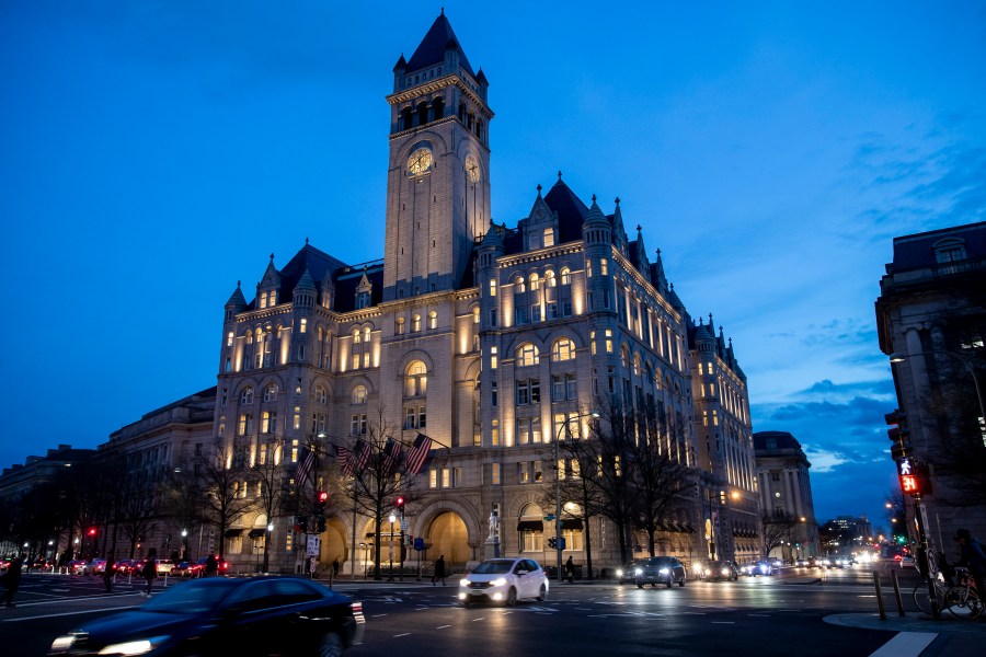 In this Jan. 23, 2019, file photo, the Trump International Hotel near sunset in Washington. (Alex Brandon/AP)