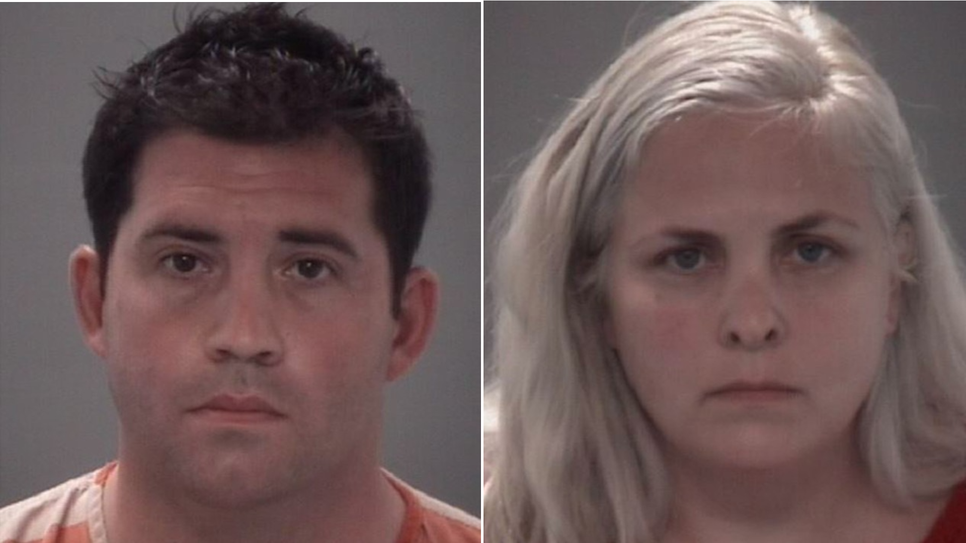 Daniel and Kelley Davis are seen in booking photos released by the Pasco County Sheriff's Office.