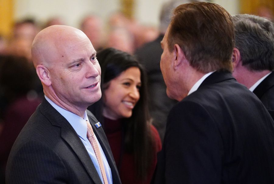 Chief of Staff to the Vice President Marc Short (L) is seen before the signing of a trade agreement between the U.S. and China during a ceremony in the East Room of the White House in Washington, D.C. on Jan. 15, 2020. (MANDEL NGAN / AFP via Getty Images)