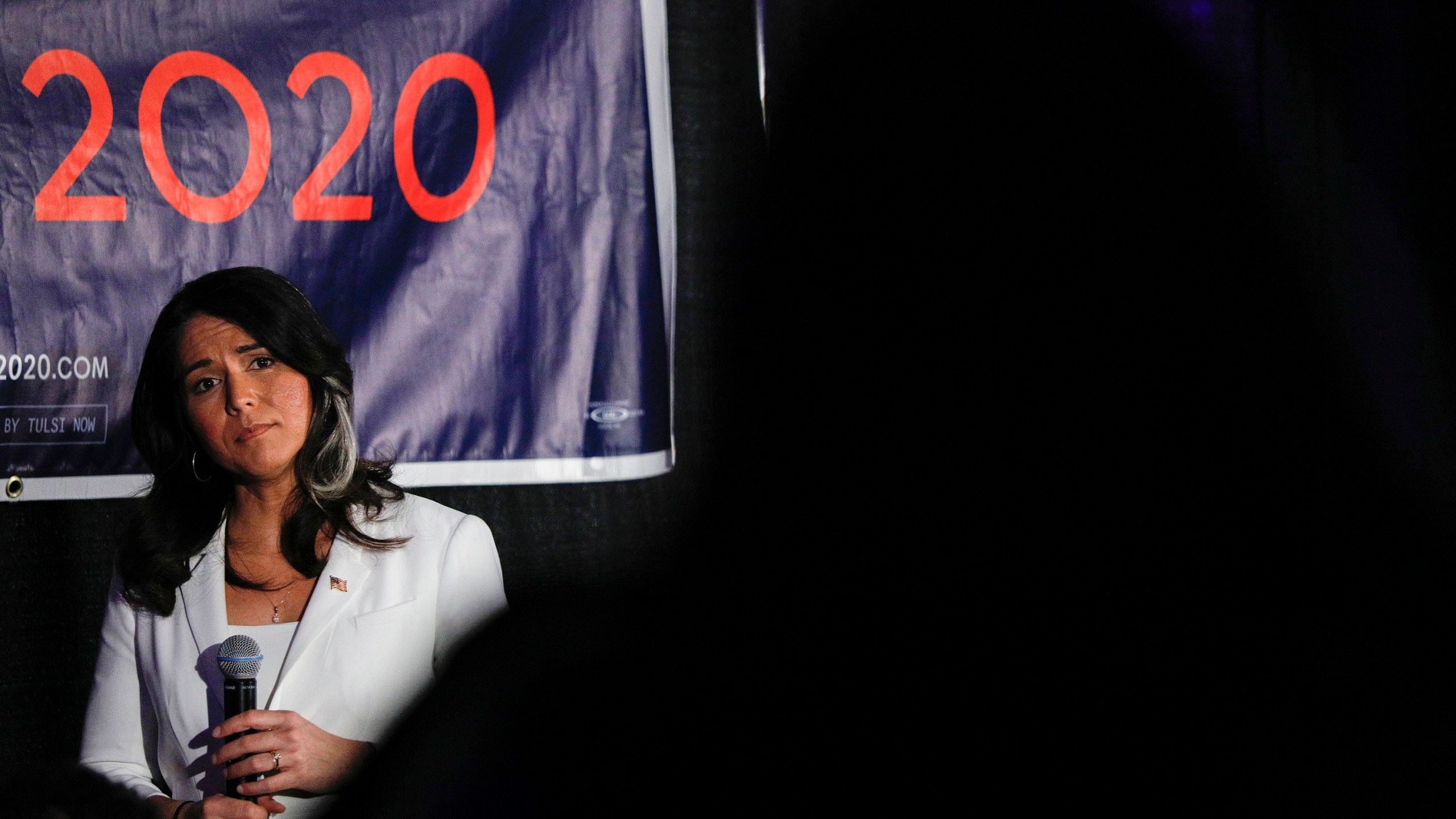 Democratic presidential candidate U.S. Representative Tulsi Gabbard (D-HI) listens to a question at a Town Hall meeting on Super Tuesday Primary night on March 3, 2020 in Detroit, Michigan. (Bill Pugliano/Getty Images)