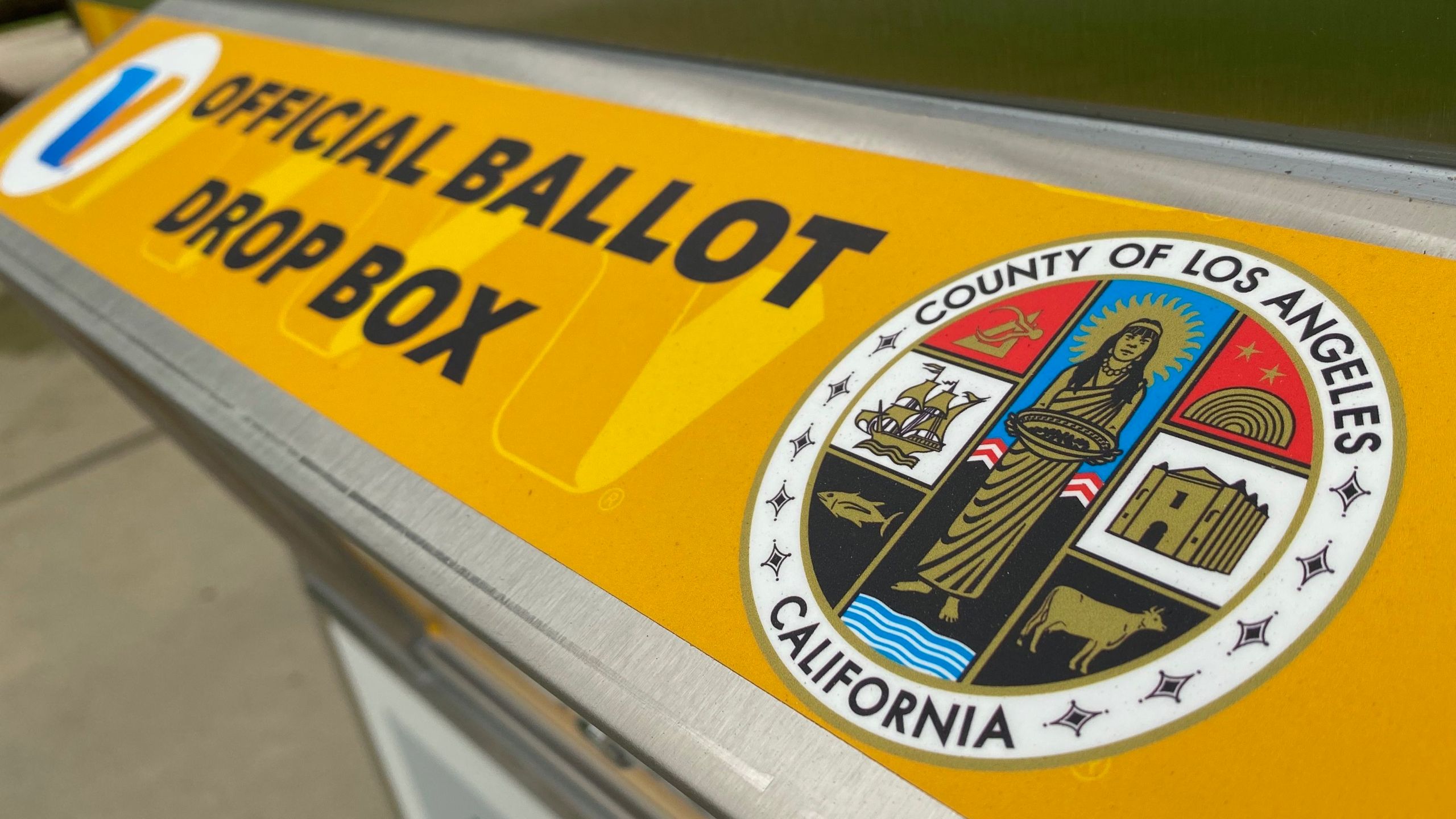 An official ballot drop box is set up in Los Angeles on Sept. 12, 2020, ahead of the Nov. 3 presidential elections. (CHRIS DELMAS/AFP via Getty Images)