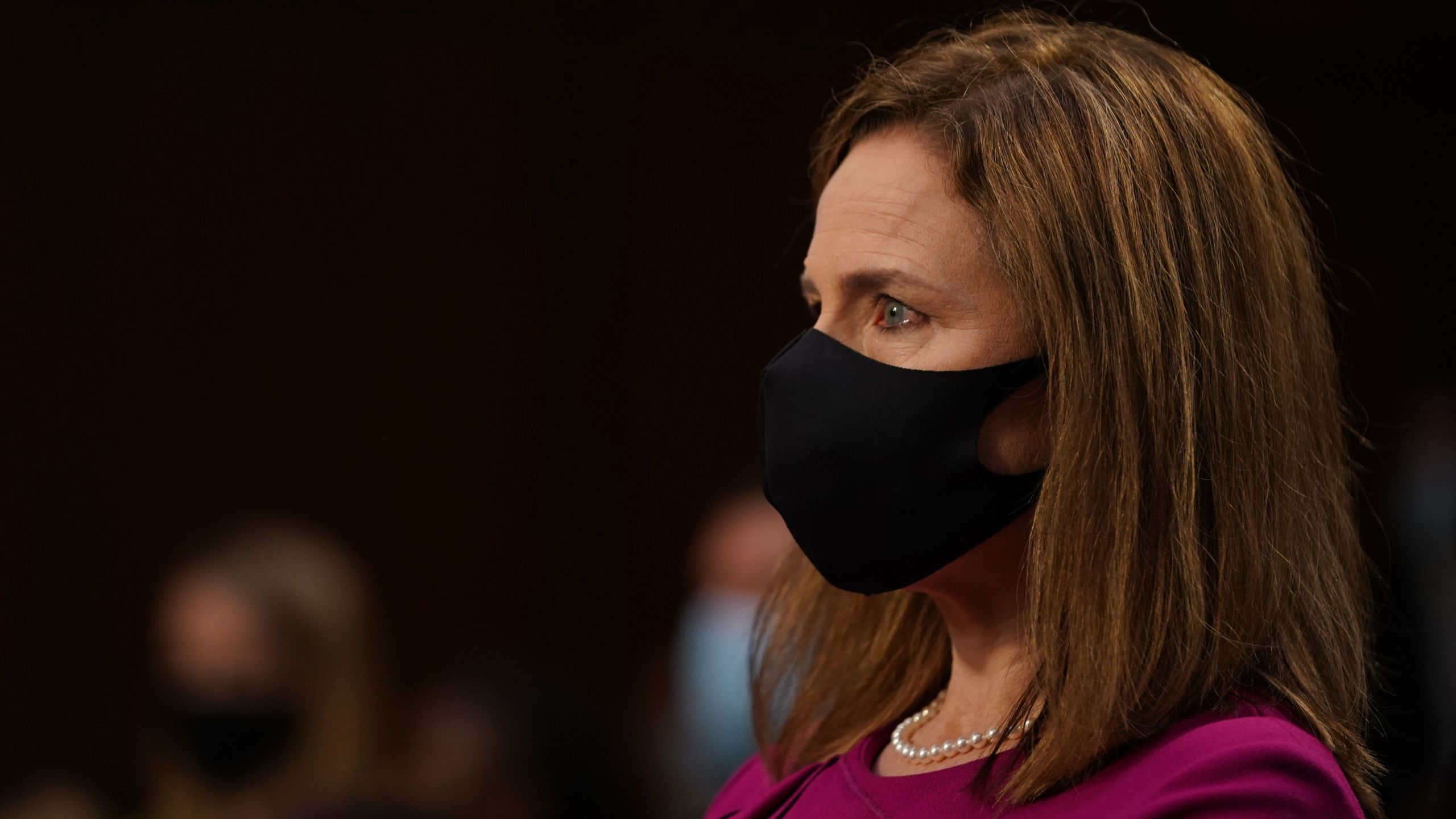 Amy Coney Barrett arrives for a confirmation hearing before the Senate Judiciary Committee, to become an Associate Justice of the US Supreme Court on Capitol, on Hill in Washington, DC on October 12, 2020. (ALEX EDELMAN/POOL/AFP via Getty Images)