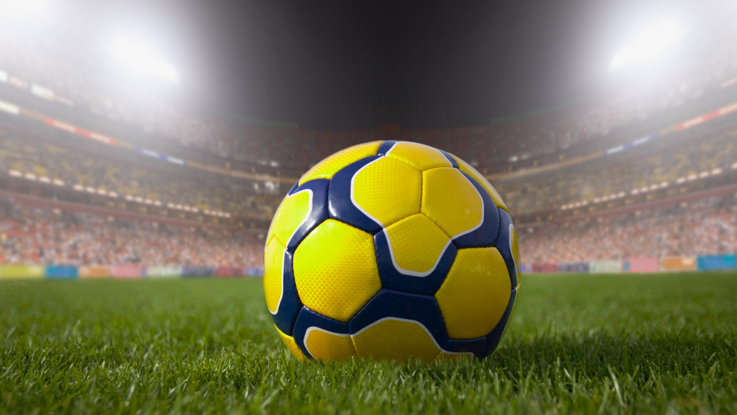 A soccer ball is seen on a field in a stadium in this undated file photo. (Getty Images)