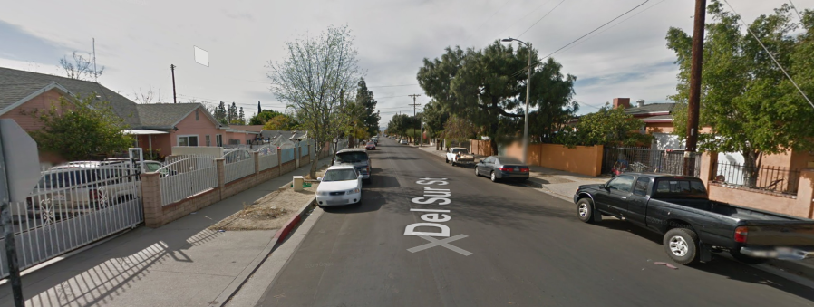 The 13200 block of Del Sur Street in Pacoima is seen in an undated photo from Google Maps street view.