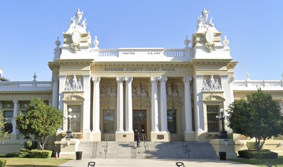 The Superior Court of California building in Riverside is seen in this image from Google Maps.