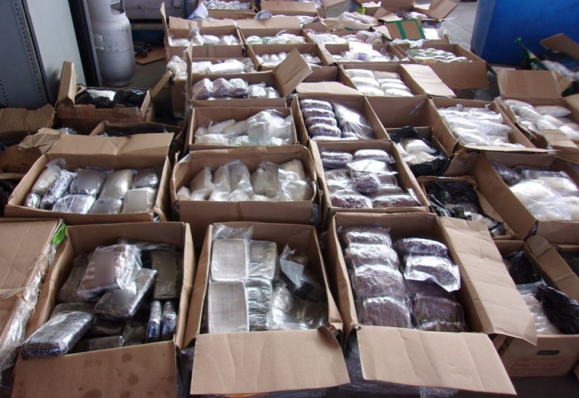 Customs and Border Protection officers found bundles of meth, fentanyl and heroin in a semi-trailer at the Otay Mesa Port of Entry on Friday. (Customs and Border Protection)