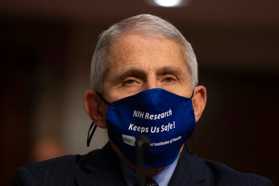 Dr. Anthony Fauci, Director of the National Institute of Allergy and Infectious Diseases at the National Institutes of Health, listens during a Senate Health, Education, Labor, and Pensions Committee Hearing on the federal government response to COVID-19 in September.(Graeme Jennings/Pool via AP)