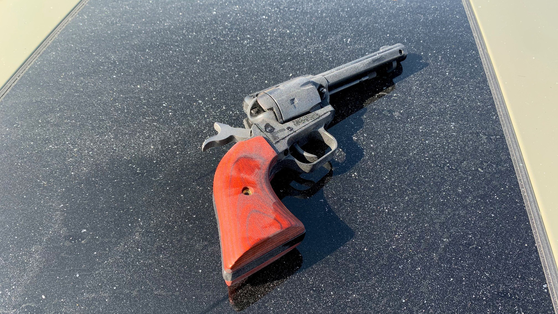 A gun recovered from the scene of a fatal CHP shooting on Oct. 22, 2020 is shown in a photo released by the San Bernardino County Sheriff's Department.