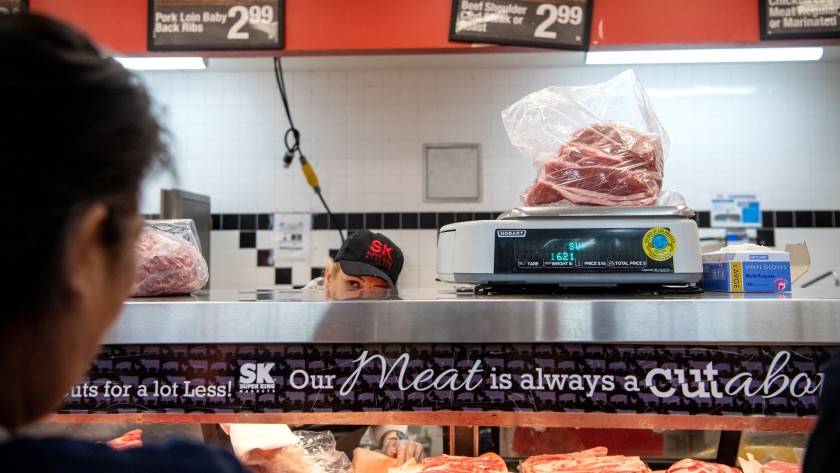 The meat section of Super King Markets is seen in an undated photo. (Mariah Tauger / Los Angeles Times)