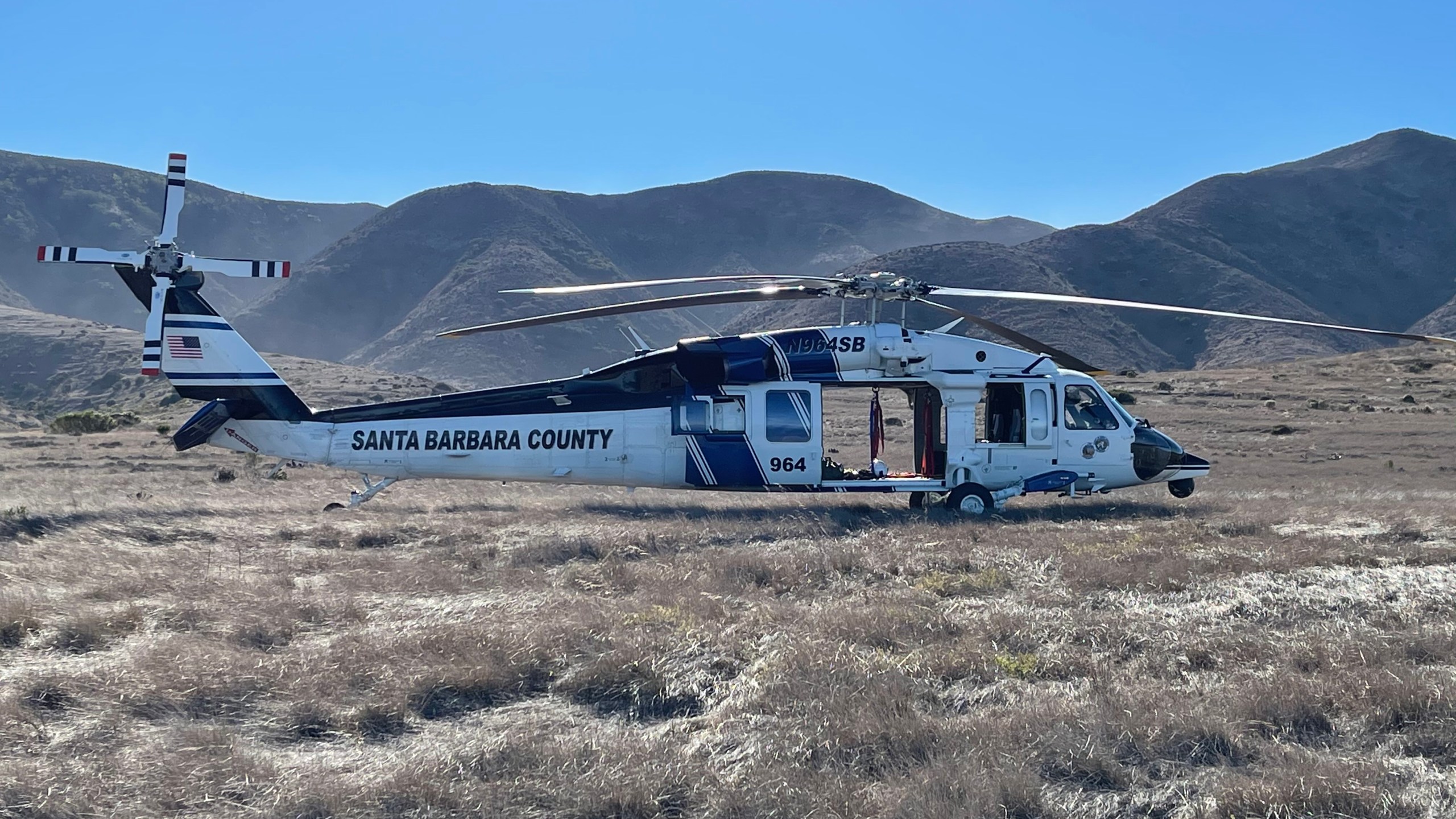 Crews search for a diver who went missing while looking for lobsters near the Painted Cave Preserve of Santa Cruz Island on Nov. 29, 2020. (Santa Barbara Sheriff's Office)