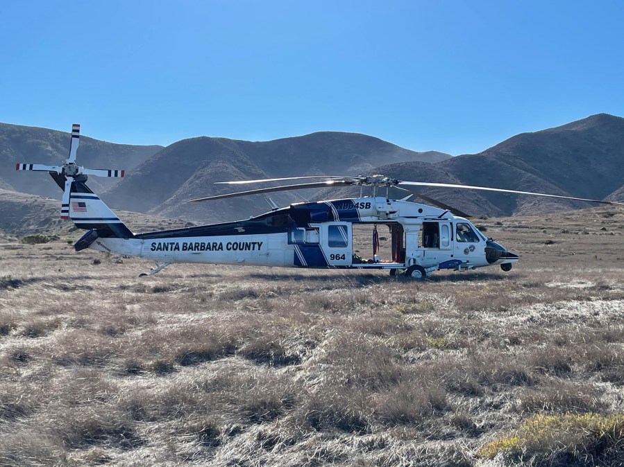 Crews search for a diver who went missing while looking for lobsters near the Painted Cave Preserve of Santa Cruz Island on Nov. 29, 2020. (Santa Barbara Sheriff's Office)