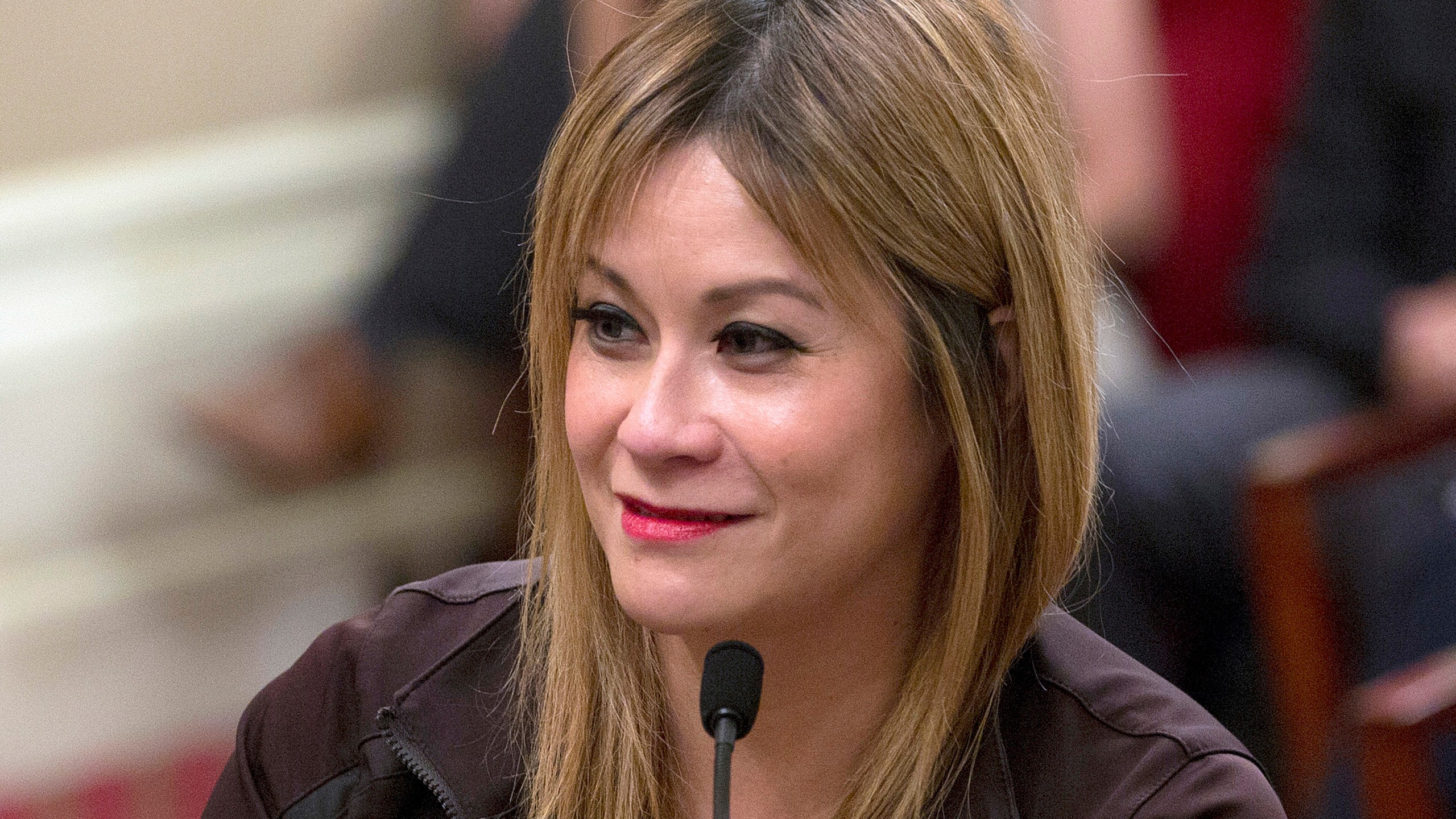 In this June 22, 2016 file photo, Assemblywoman Ling Ling Chang, R-Diamond Bar, appears before a state Senate committee in Sacramento. (AP Photo/Rich Pedroncelli, File)