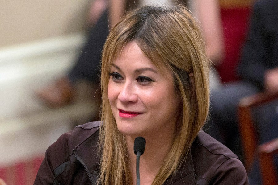 In this June 22, 2016 file photo, Assemblywoman Ling Ling Chang, R-Diamond Bar, appears before a state Senate committee in Sacramento. (AP Photo/Rich Pedroncelli, File)