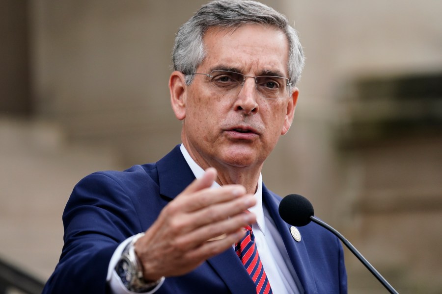 Georgia Secretary of State Brad Raffensperger speaks during a news conference on Wednesday, Nov. 11, 2020, in Atlanta. (AP Photo/Brynn Anderson)