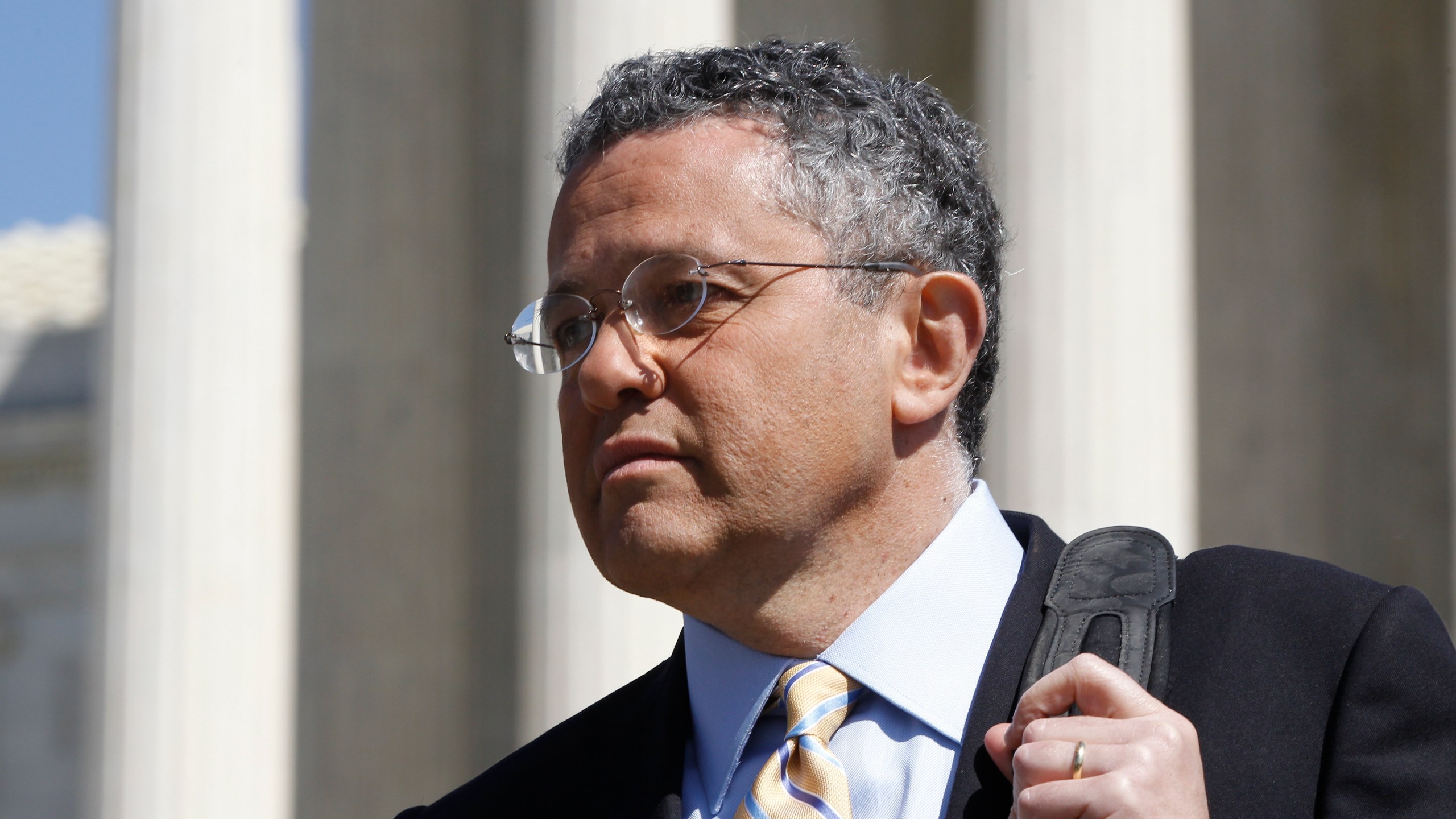 Jeffrey Toobin leaves the Supreme Court after it finished the day's arguments on the health care law signed by President Barack Obama in Washington on March 27, 2012. The New Yorker has parted ways with longtime staff writer Toobin after he reportedly exposed himself during a Zoom conference last month. He had already been on suspension and is also on leave from CNN, where he has been a legal commentator. (AP Photo/Charles Dharapak/Associated Press)