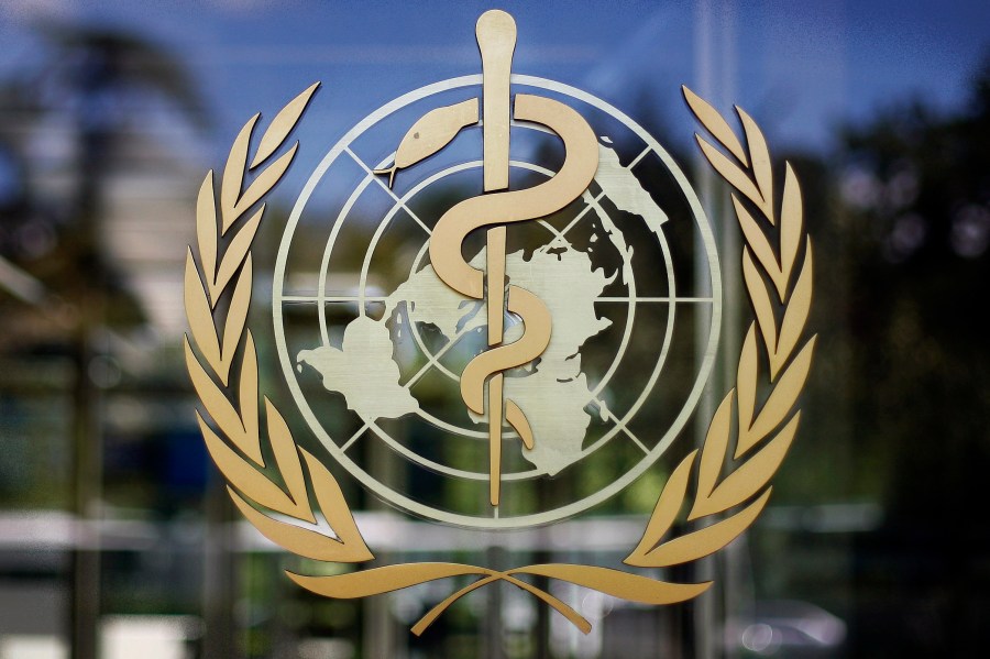 The World Health Organization logo is seen at the WHO headquarters in Geneva, Switzerland in this June 11, 2009 file photo. (Anja Niedringhaus/Associated Press)