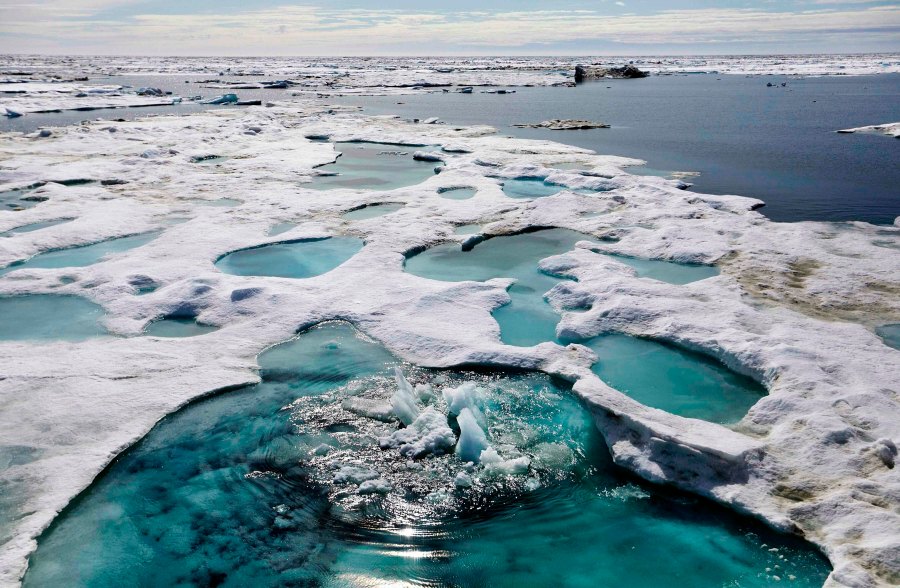 In this July 16, 2017, file photo, ice is broken up by the passing of the Finnish icebreaker MSV Nordica as it sails through the Beaufort Sea off the coast of Alaska. (David Goldman/AP Photo)