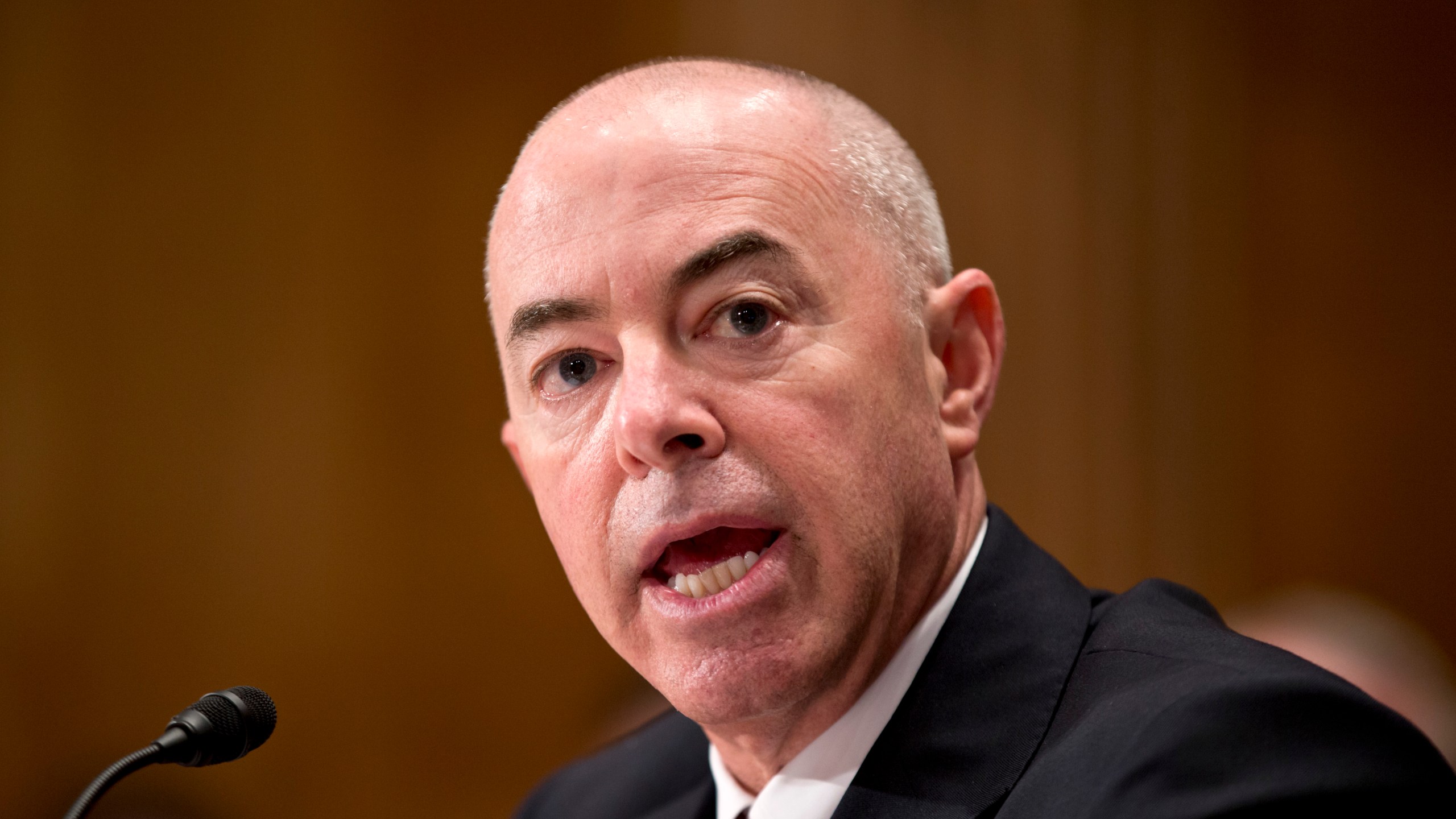 In this July 25, 2013, file photo Alejandro Mayorkas, President Obama's nominee to become deputy secretary of the Homeland Security Department, testifies on Capitol Hill in Washington before the Senate Homeland Security and Governmental Affairs Committee hearing on his nomination. (AP Photo/J. Scott Applewhite)