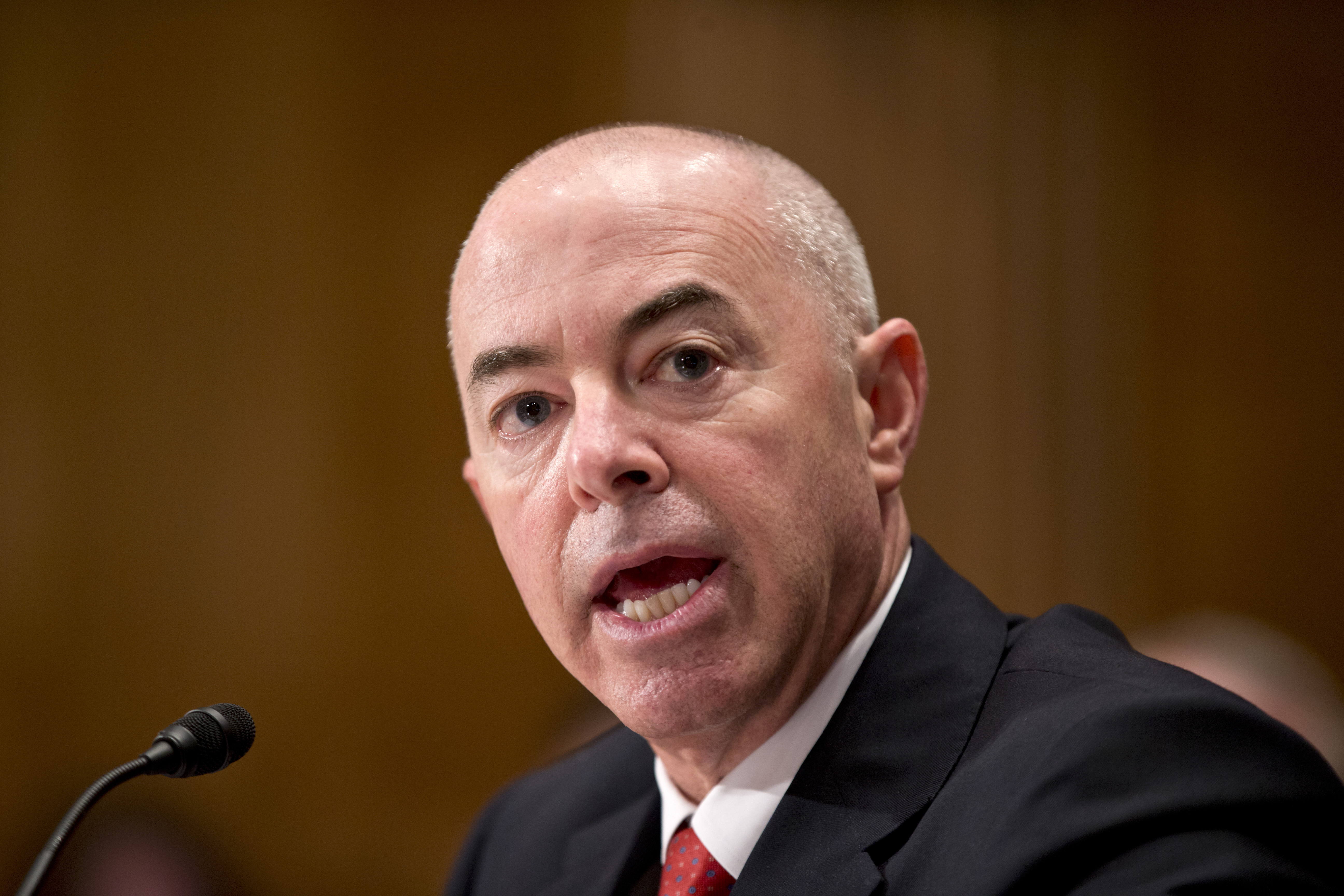 In this July 25, 2013, file photo Alejandro Mayorkas, President Obama's nominee to become deputy secretary of the Homeland Security Department, testifies on Capitol Hill in Washington before the Senate Homeland Security and Governmental Affairs Committee hearing on his nomination. (AP Photo/J. Scott Applewhite)