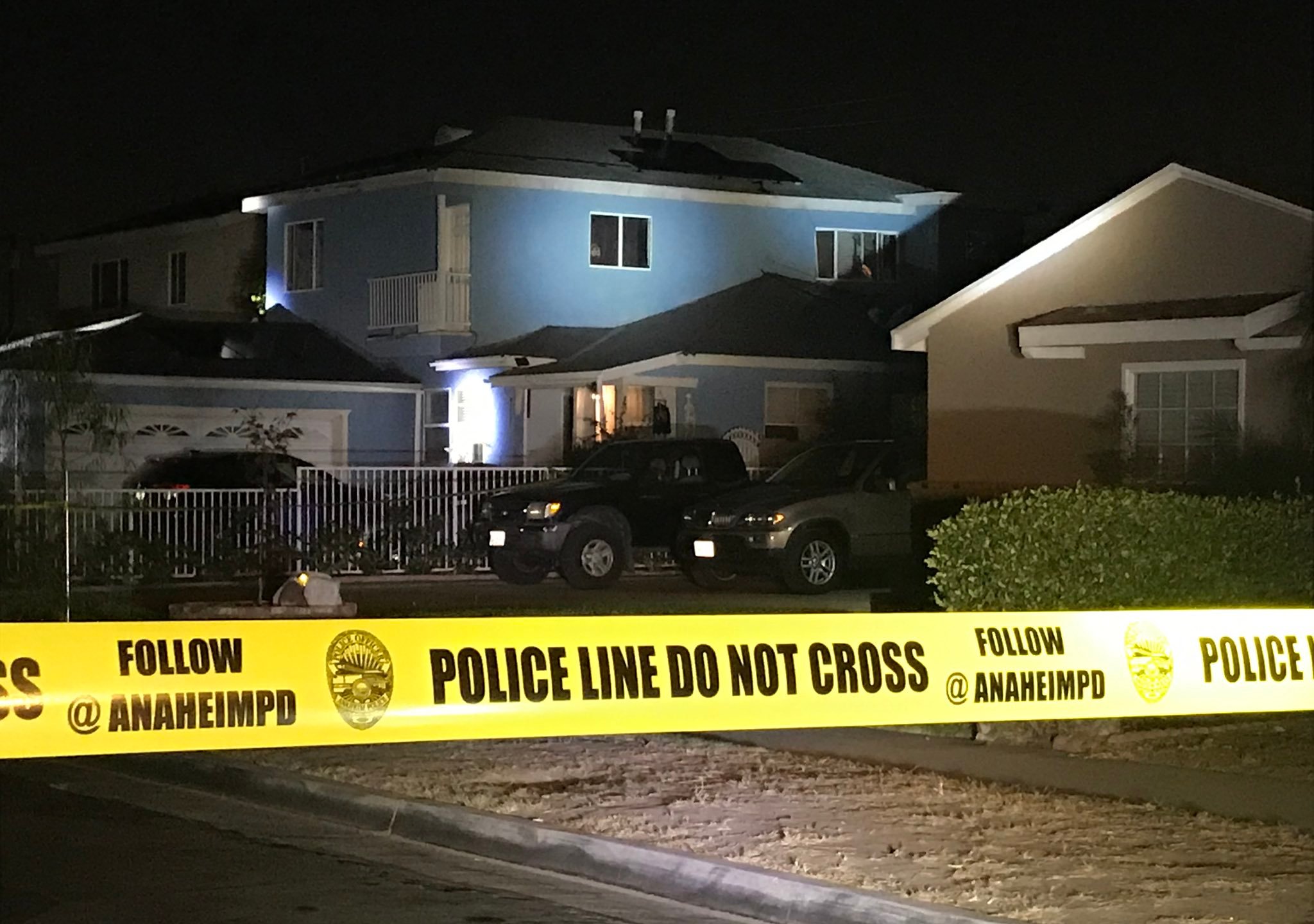 A residential area in Buena Park in cordoned off following an Anaheim police shooting on Nov. 13, 2020, in the photo shared by the Anaheim Police Department.