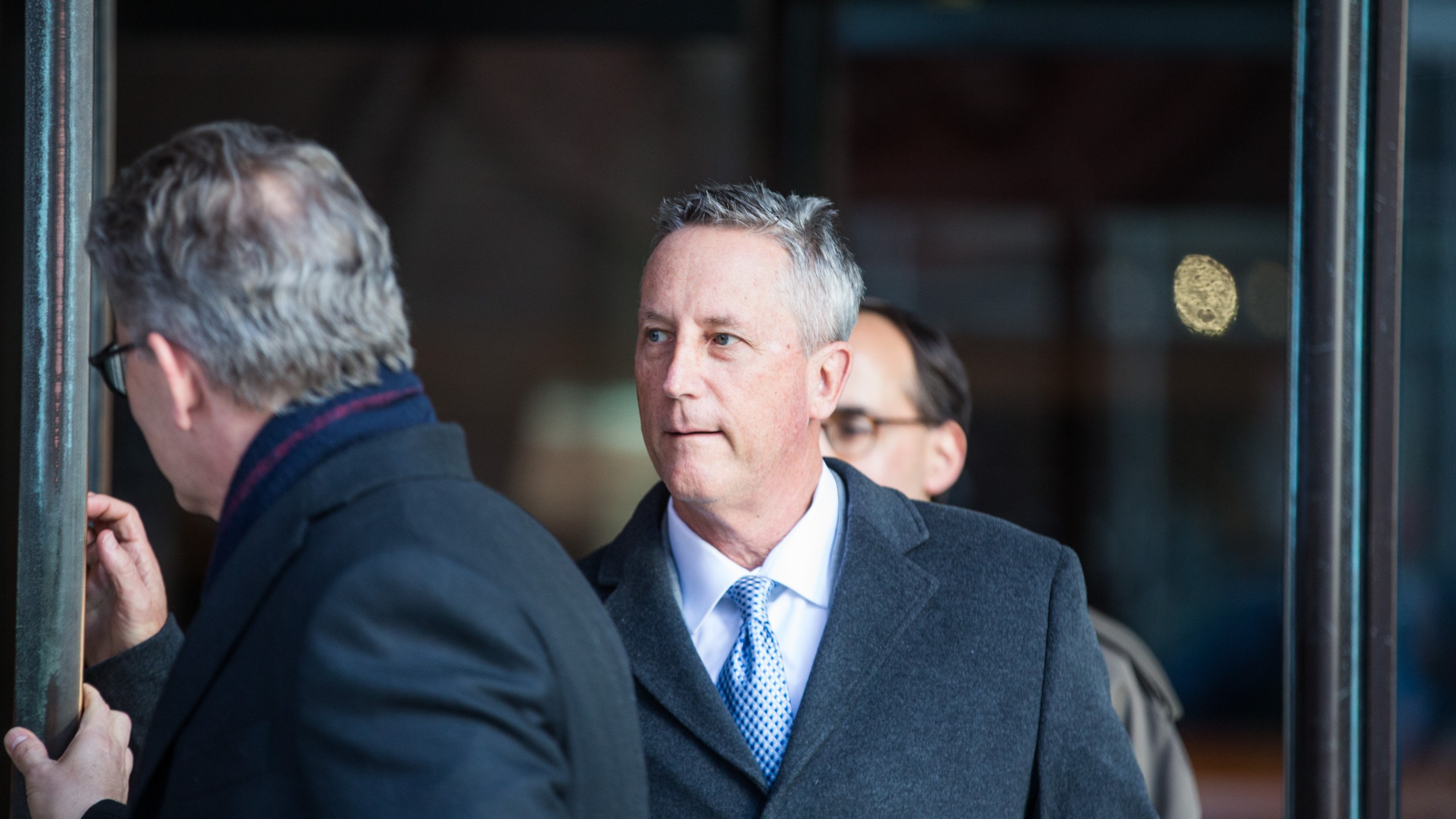 Martin Fox, president of a private tennis academy in Houston, leaves following his arraignment at Boston Federal Court on March 25, 2019 in Boston, Massachusetts. (Scott Eisen/Getty Images)