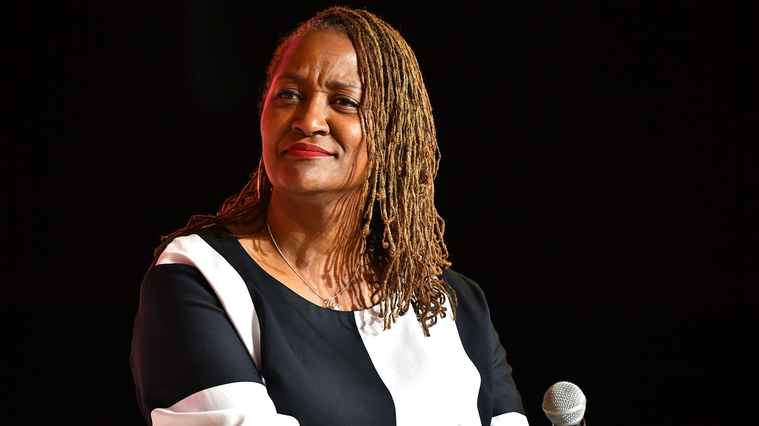 Senator Holly Mitchell speaks on stage at 2019 ESSENCE Festival on July 6, 2019, in New Orleans, Louisiana. (Paras Griffin/Getty Images for ESSENCE)