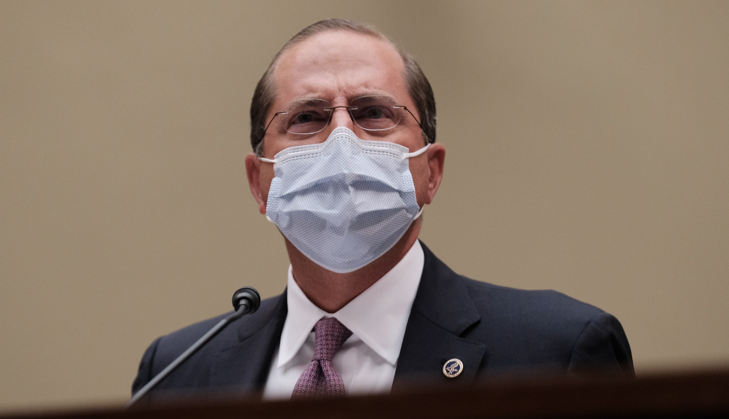 U.S. Secretary of Health and Human Services Alex Azar testifies before the House Select Subcommittee on the Coronavirus Crisis, on Capitol Hill in Washington, DC, on Oct. 2, 2020. (MICHAEL A. MCCOY/POOL/AFP via Getty Images)