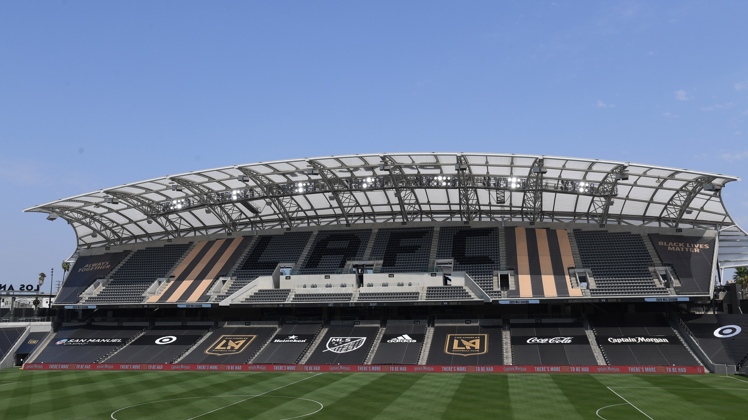 General view before the game between the Los Angeles Galaxy and the Los Angeles FC at Banc of California Stadium on Aug. 22, 2020 in Los Angeles, California. (Harry How/Getty Images)