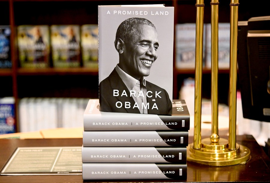 President Barack Obama's memoir "A Promised Land" goes on sale ahead of the holiday season at Barnes & Noble Union Square on Nov. 17, 2020, in New York City. (Jamie McCarthy/Getty Images)