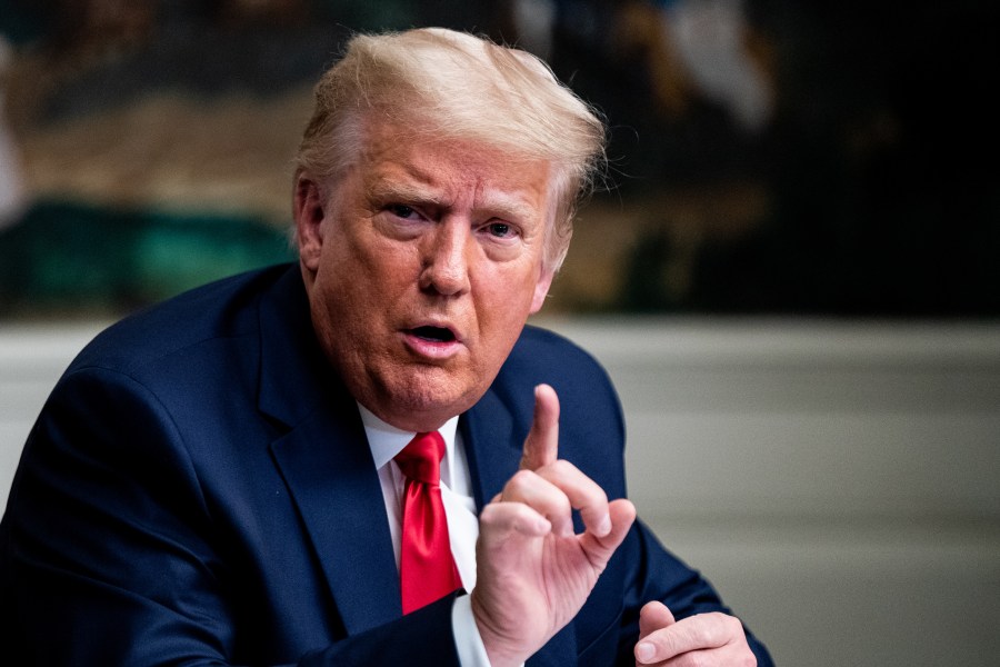 President Donald Trump speaks in the Diplomatic Room of the White House on Thanksgiving, Nov. 26, 2020. (Erin Schaff / Getty Images)