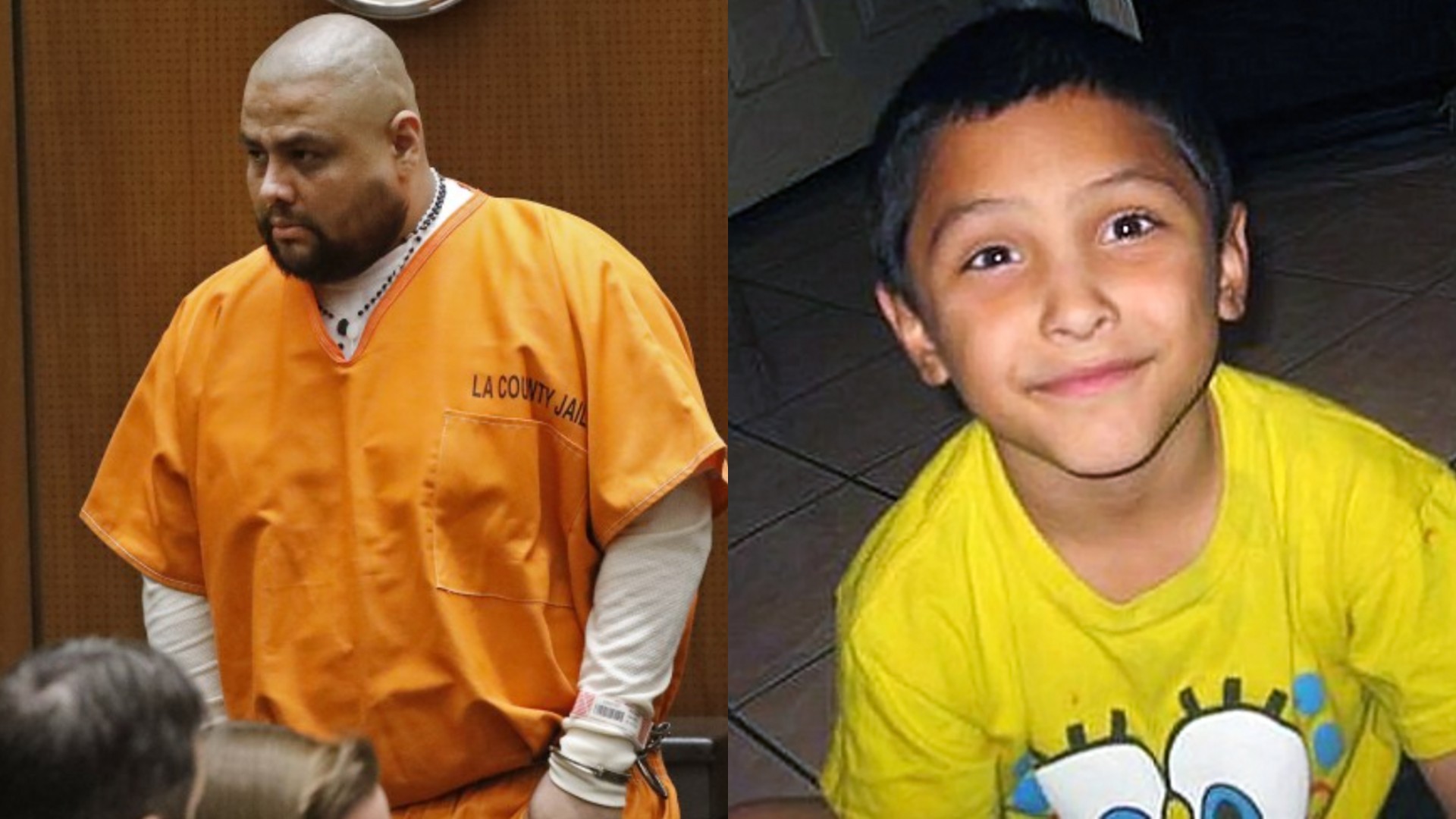 Left: Isauro Aguirre was sentenced to death in L.A. County Superior Court in 2018. (Al Seib / Los Angeles Times); Right: Gabriel Fernandez is shown in a photo posted to Facebook.