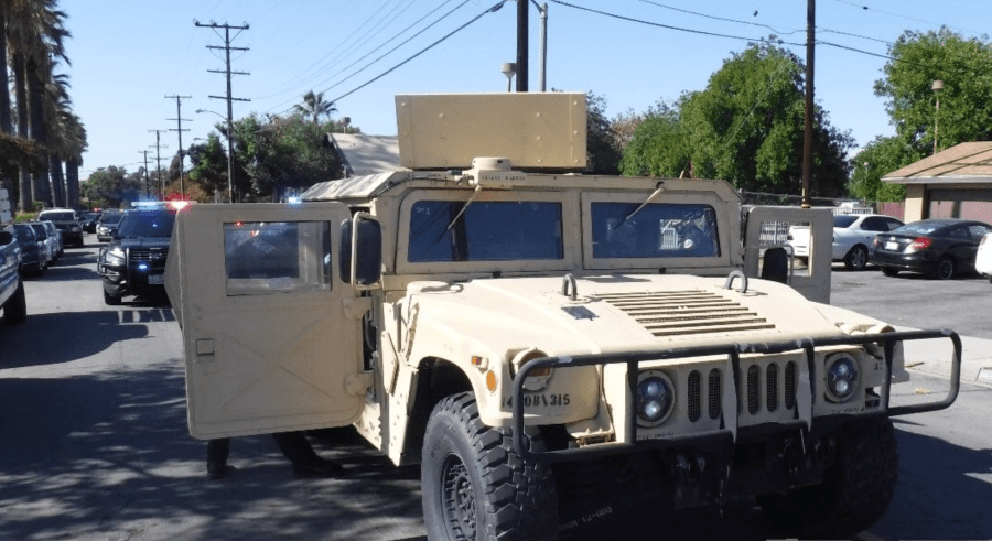 A military Humvee worth more than $200,000 that a Pomona man is charged with stealing from Upland on Nov. 9, 2020. (Pomona Police Department.)