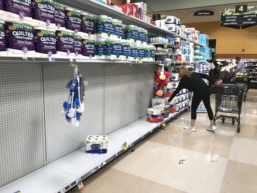 The toilet paper was in short supply on Nov. 19, 2020, at a Ralphs supermarket in Calabasas. (Mel Melcon / Los Angeles Times)